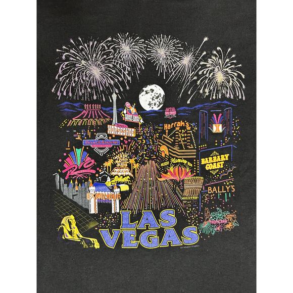 Vintage 90s Las Vegas Hotel Strip T-Shirt - Picture 3 of 4